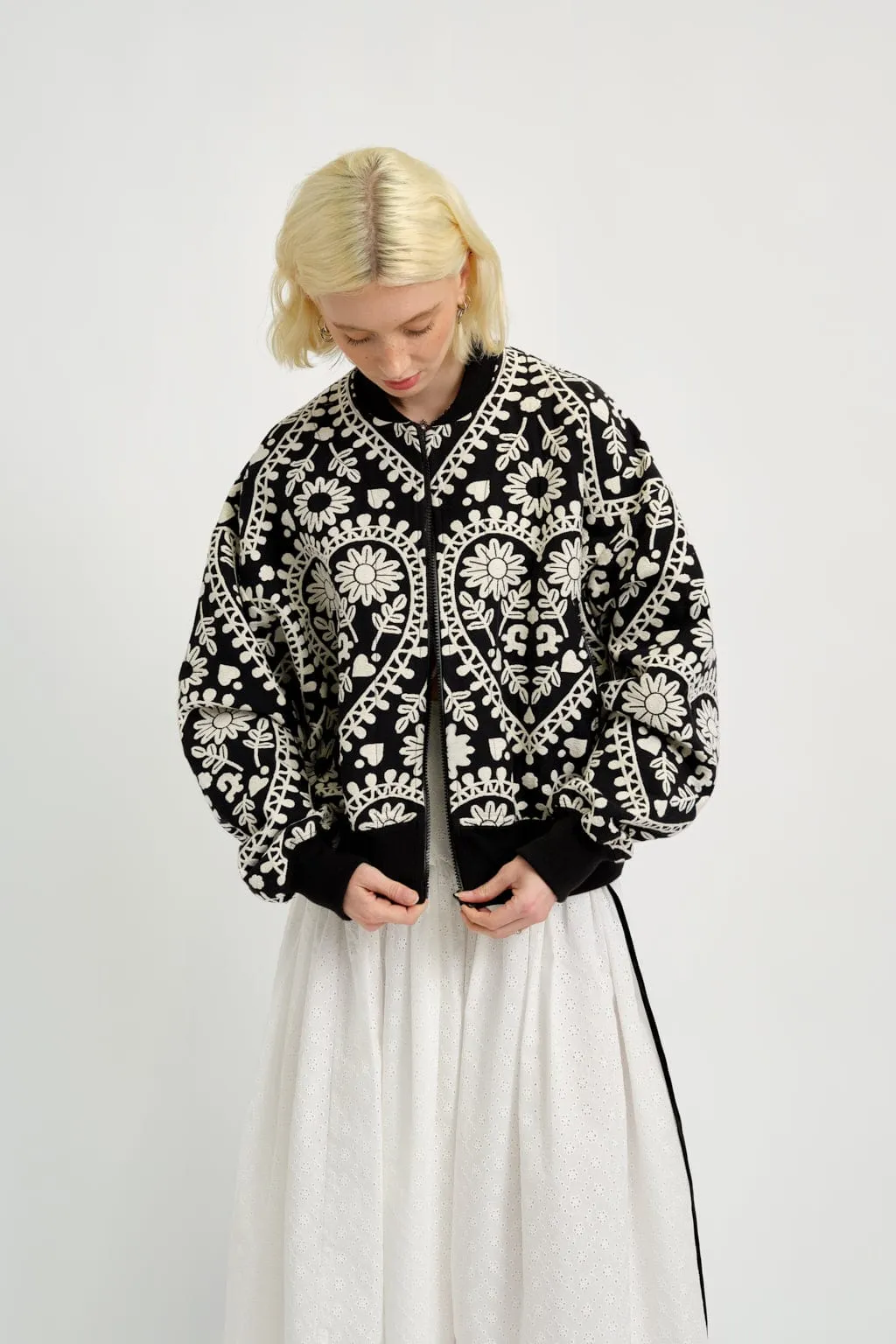 Frida Jacket Black & White Jaquard