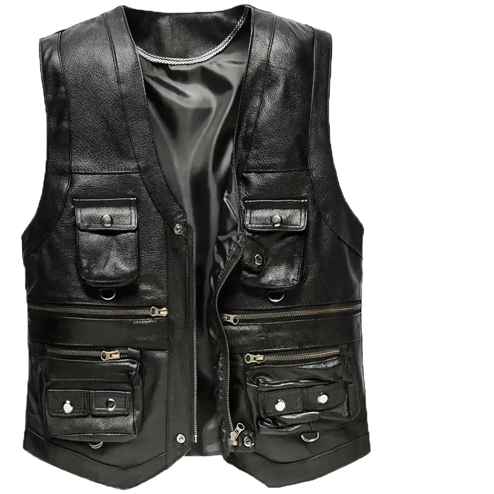 Genuine Leather Pocket Vest