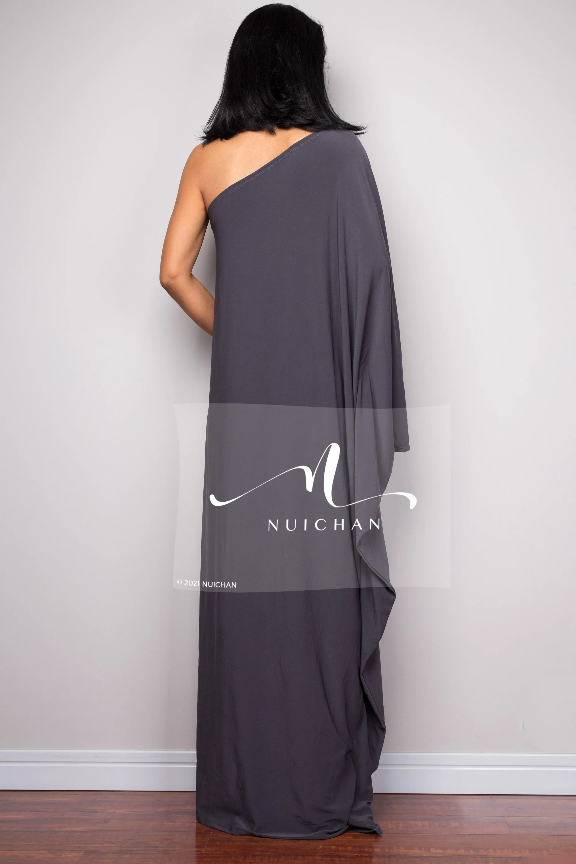 Grey one shoulder dress