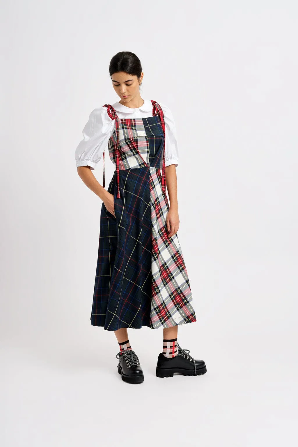 Half-Half Dress Plaid Combo