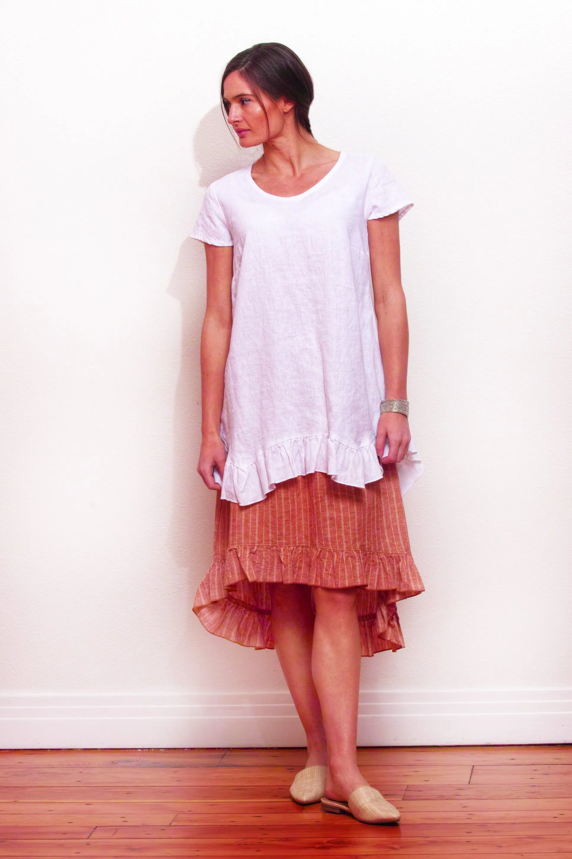 hemp and organic cotton ruffle hem skirt