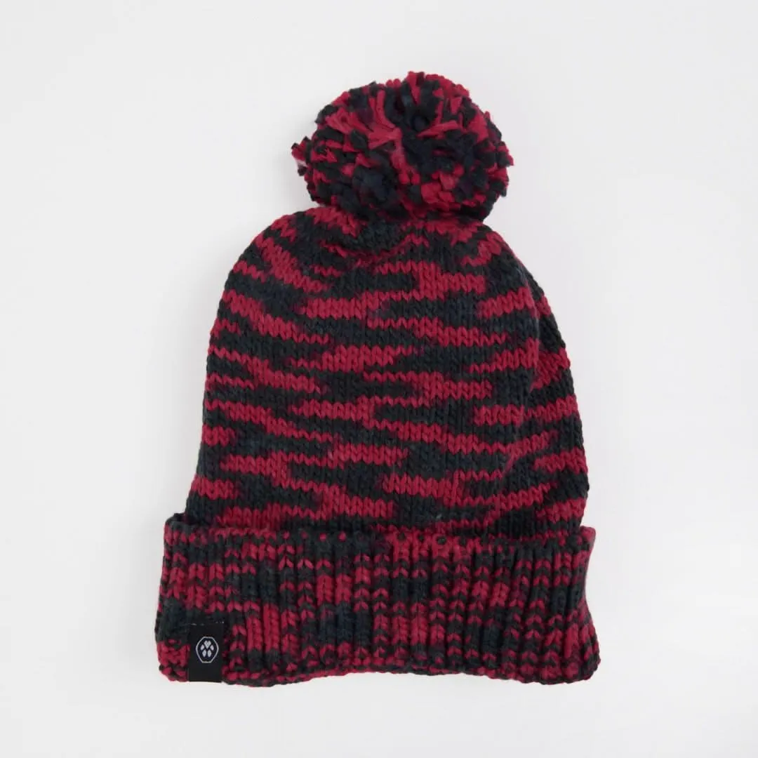 Human Pompom Hat - Red & Black