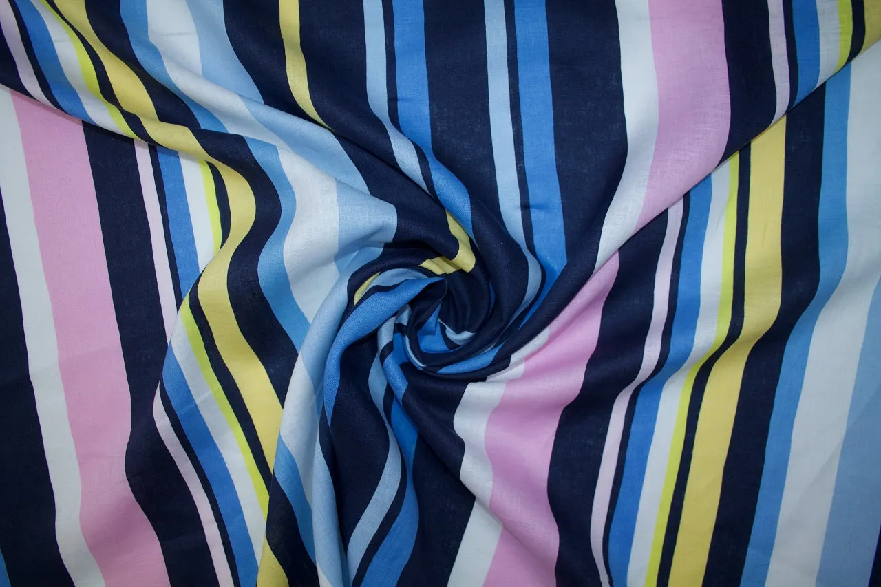 Italian Striped Linen - Blues/Yellows/Pink/White