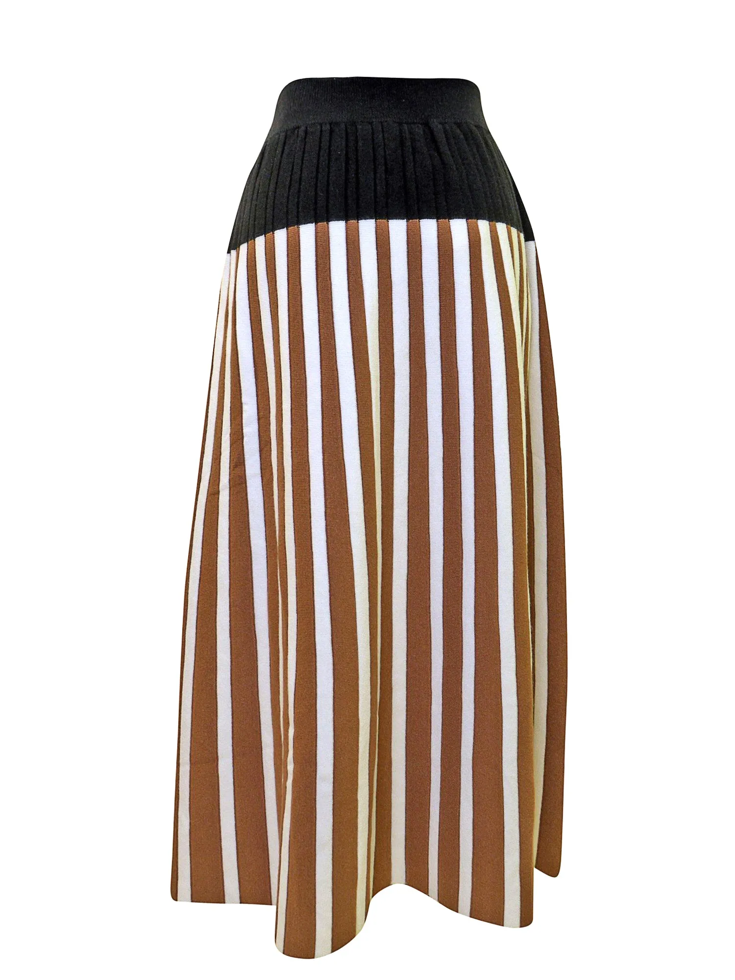 Ivee Yolk Waist Knit Striped Skirt