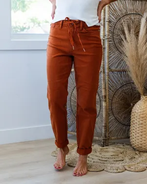 Judy Blue Double Cuff Jogger Jeans - Auburn Orange