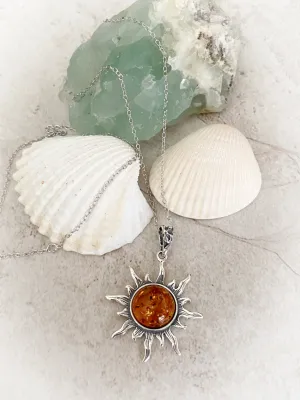 Large Amber Sun Necklace