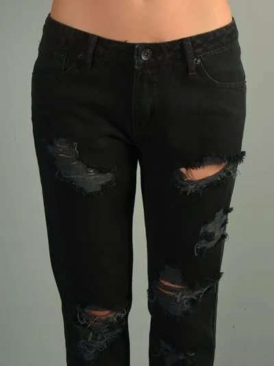 Last Chance! Signature 8 Destroyed Boyfriend Jeans IP629B Black