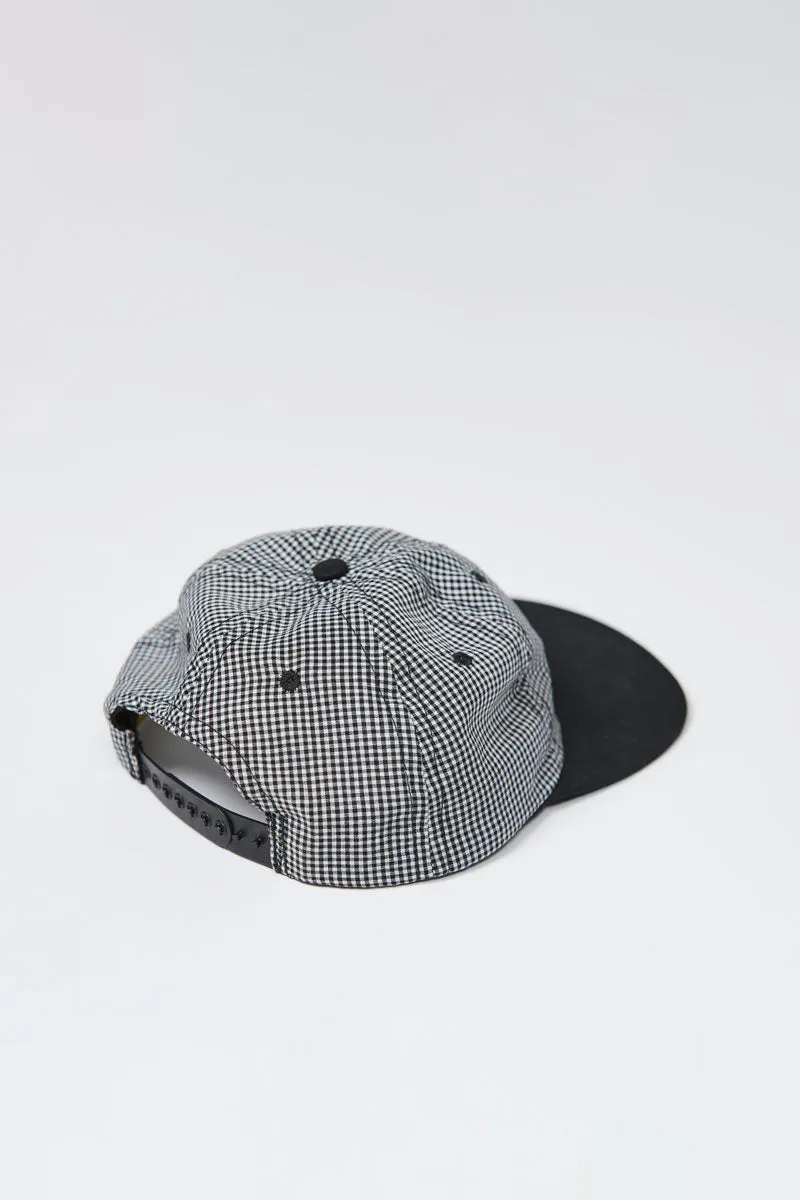 Lite Year Six Panel Gingham Cap - Black