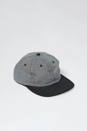 Lite Year Six Panel Gingham Cap - Black