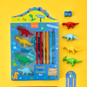 Little Tree Dinosaur Club Theme Pencil And Eraser 13 Pcs Combo Set.