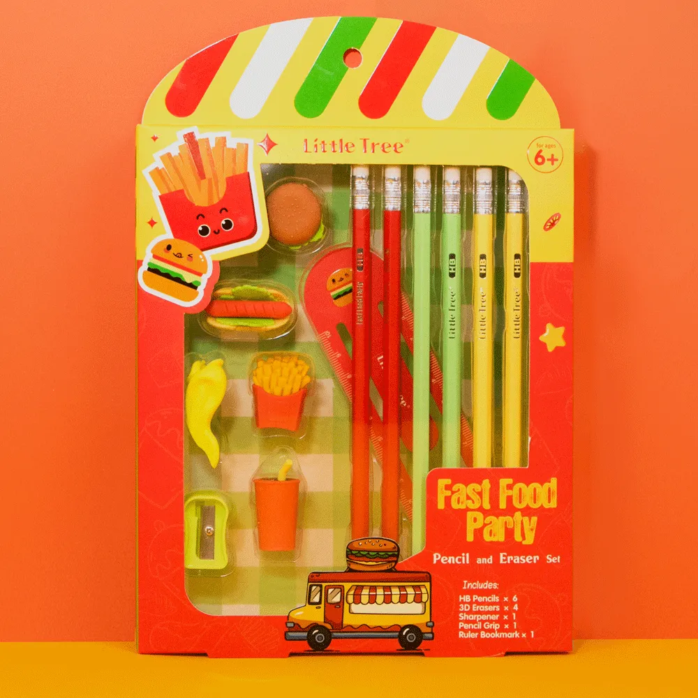 Little Tree Fast Food Party Pencil And Eraser 13Pcs Combo Set.