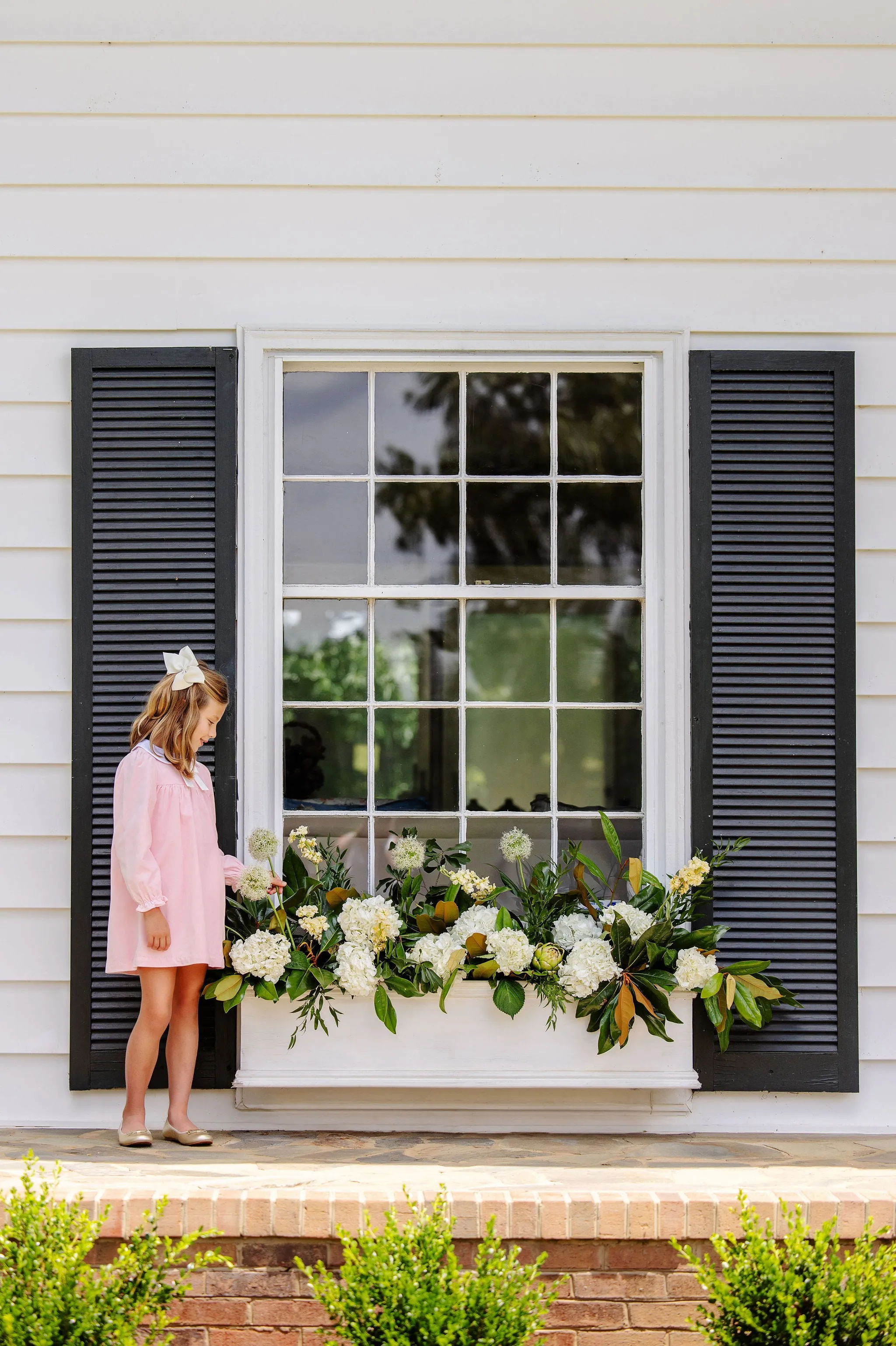 Long Sleeve Banks Bow Dress (Velveteen) - Sandpearl Pink with Palmetto Pearl