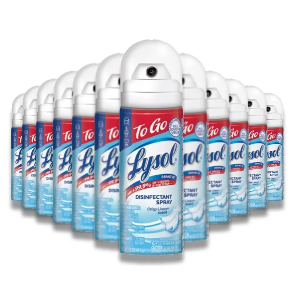 Lysol - Disinfectant Spray To Go, Crisp Linen - 1.5 oz - 12 Pack