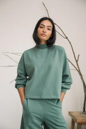 Maiya Organic Cotton Felpe Sweatshirt in Eucalyptus