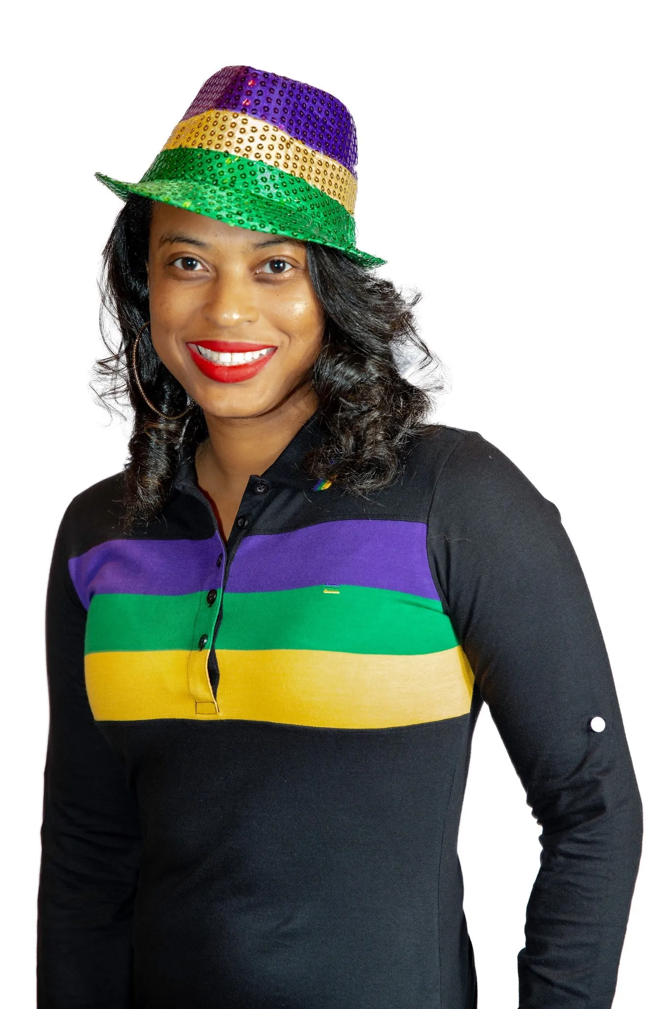 Mardi Gras Black Woven Striped Dress