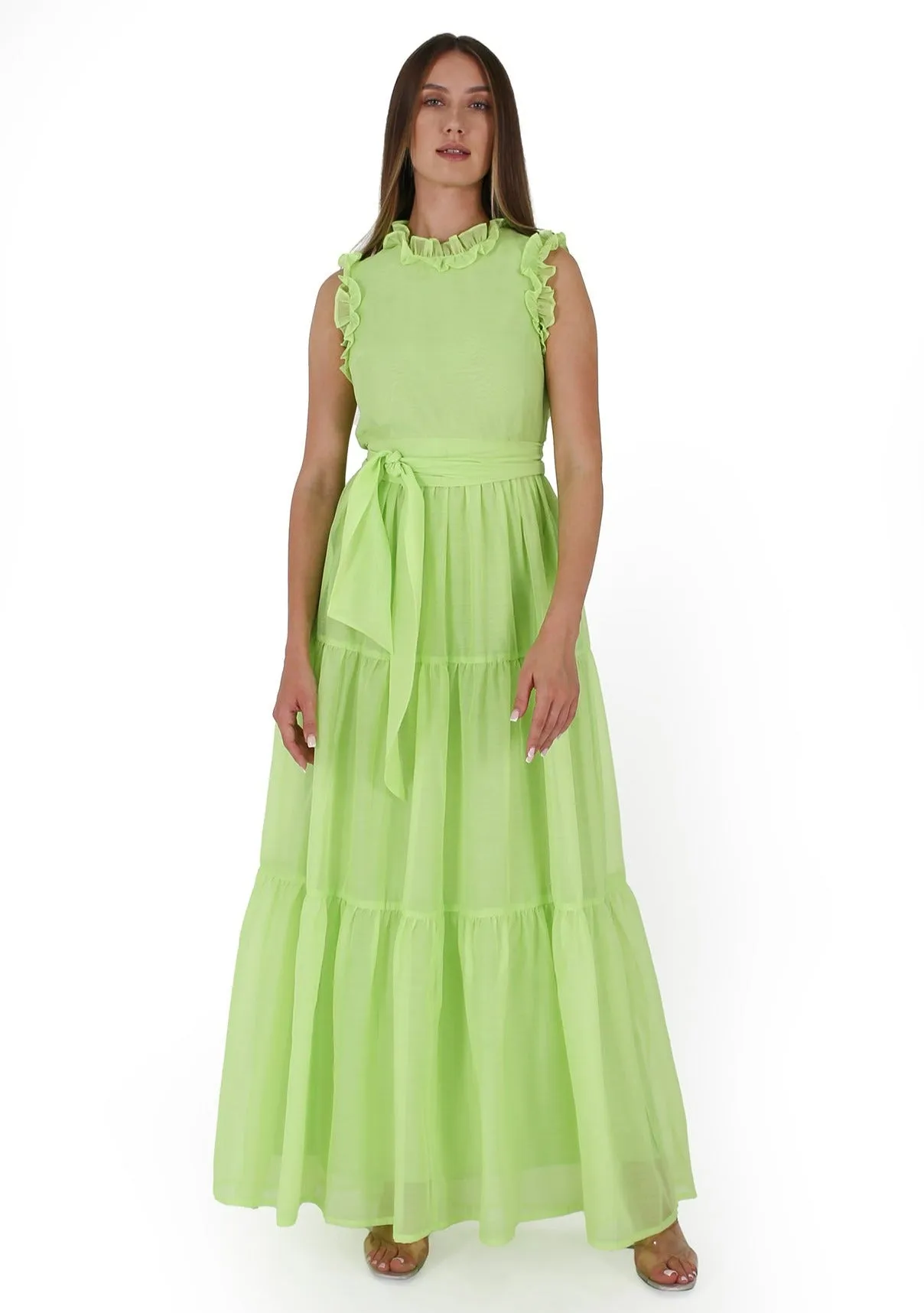 Maxi tiered dress with ruffle details.