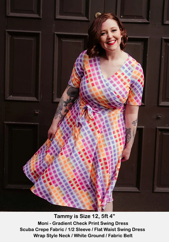 Moni Gradient Check Print Swing Dress