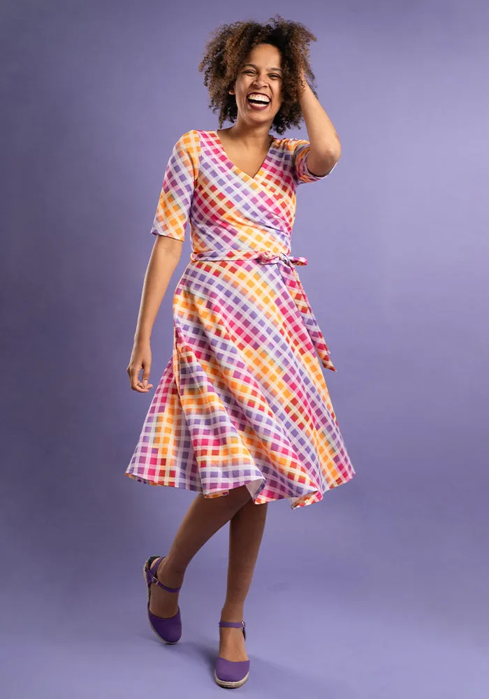 Moni Gradient Check Print Swing Dress