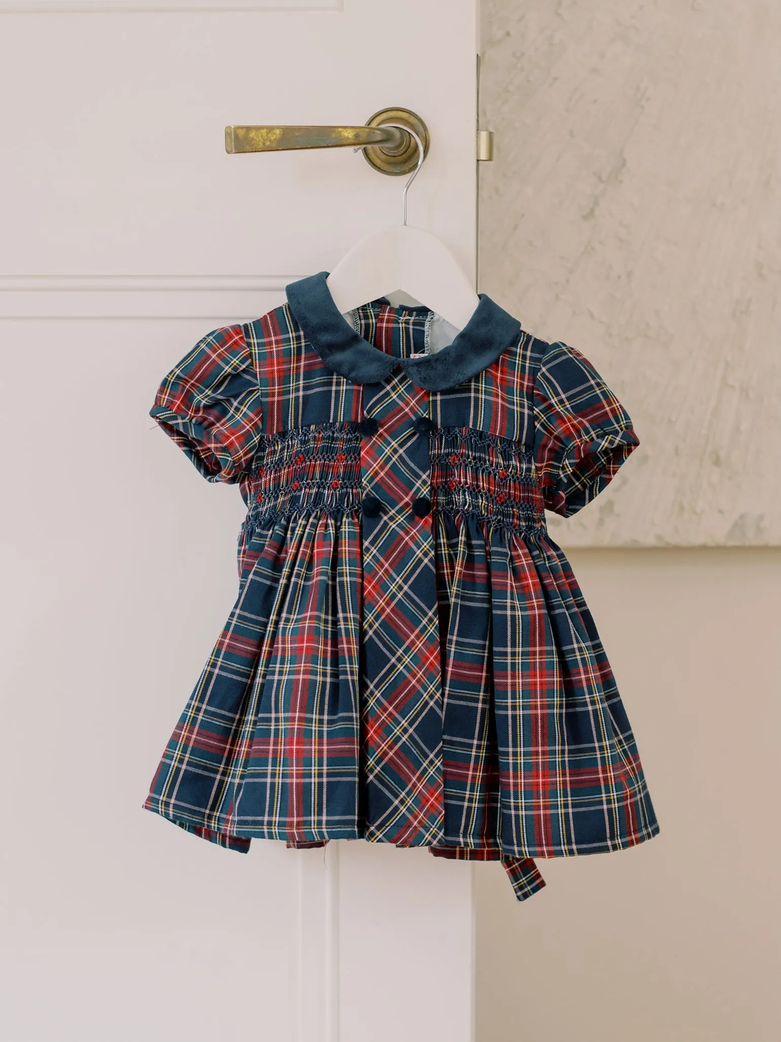 Navy Tartan Arcadia Baby Girl Hand-Smocked Set