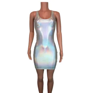 Opal Holographic Bodycon Tank Dress