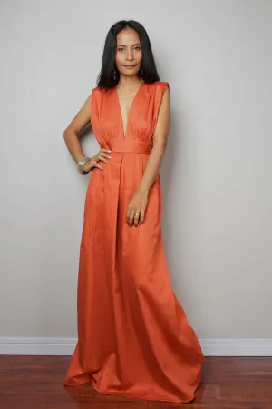 Orange Maxi Dress - Long Formal Orange dress - Orange Dress  : Oriental Secrets Collection II