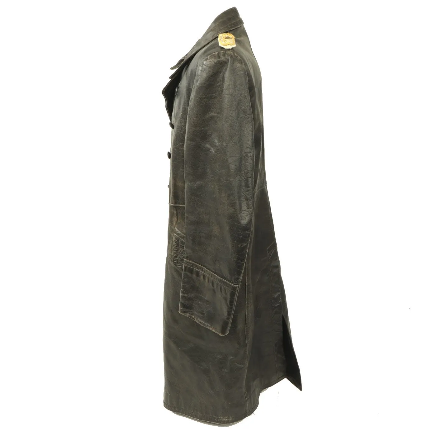 Original German WWII Luftwaffe Generalleutnant Hans Hückel Attributed Leather Greatcoat