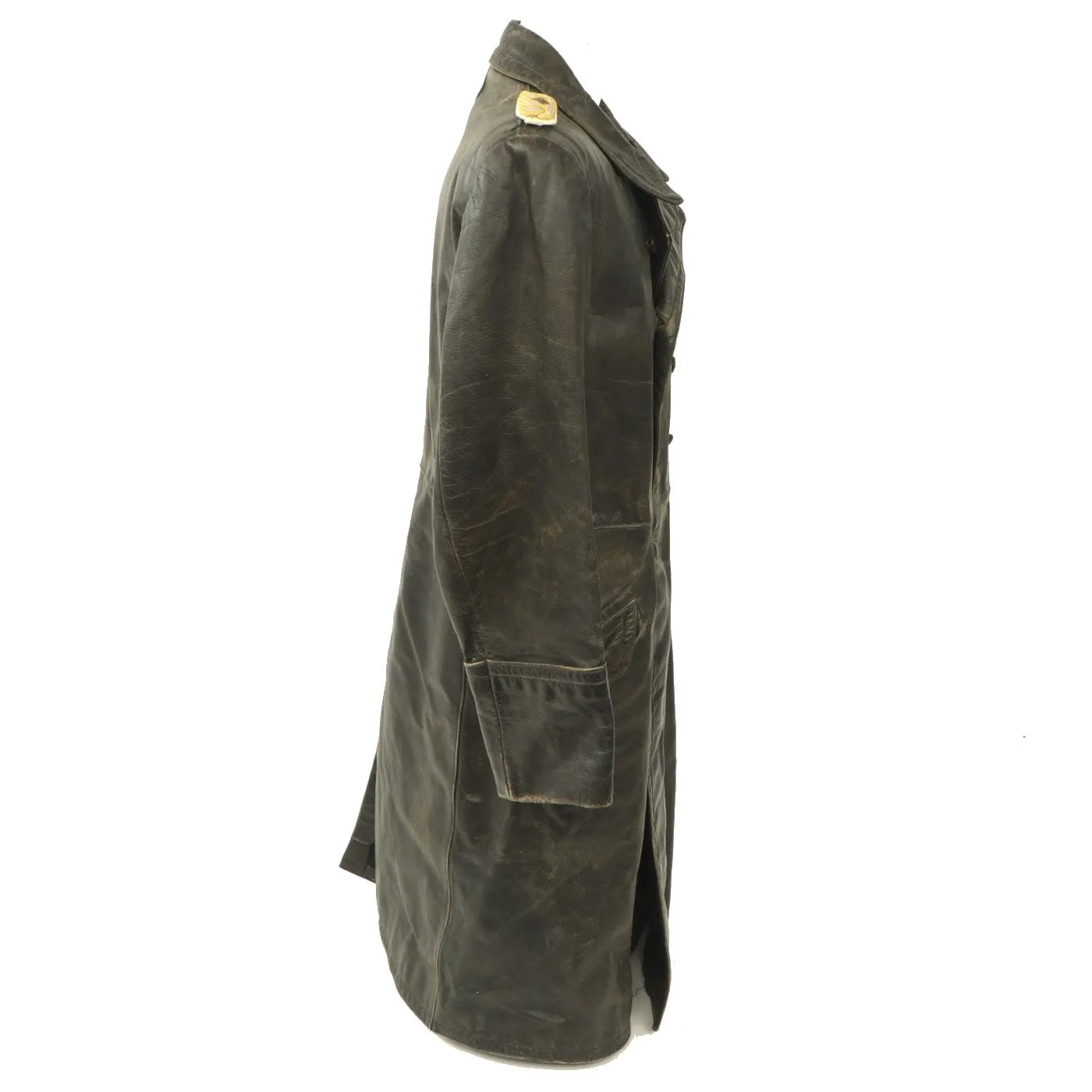 Original German WWII Luftwaffe Generalleutnant Hans Hückel Attributed Leather Greatcoat