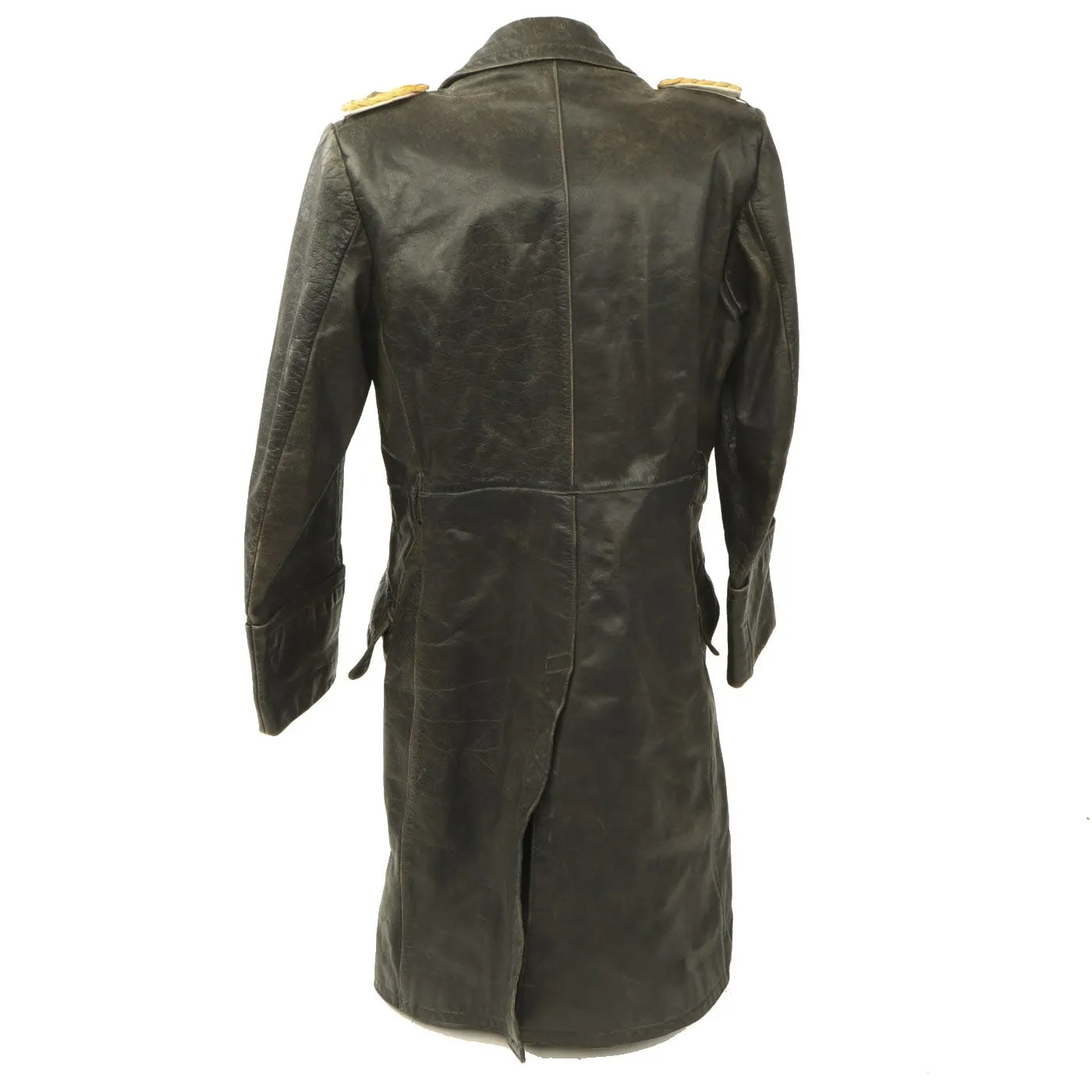 Original German WWII Luftwaffe Generalleutnant Hans Hückel Attributed Leather Greatcoat