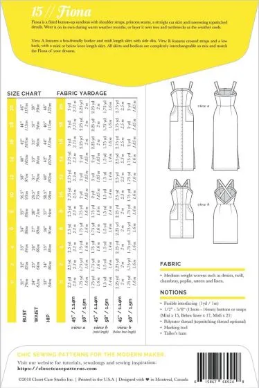 Pattern for Garment Making: Fiona Sundress by Closet Core Patterns