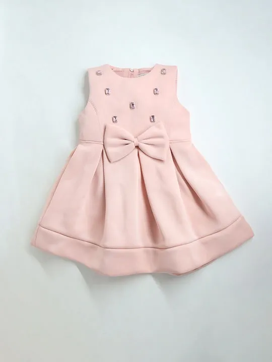 Peach Fit & Flare Blossom Dress For Girls