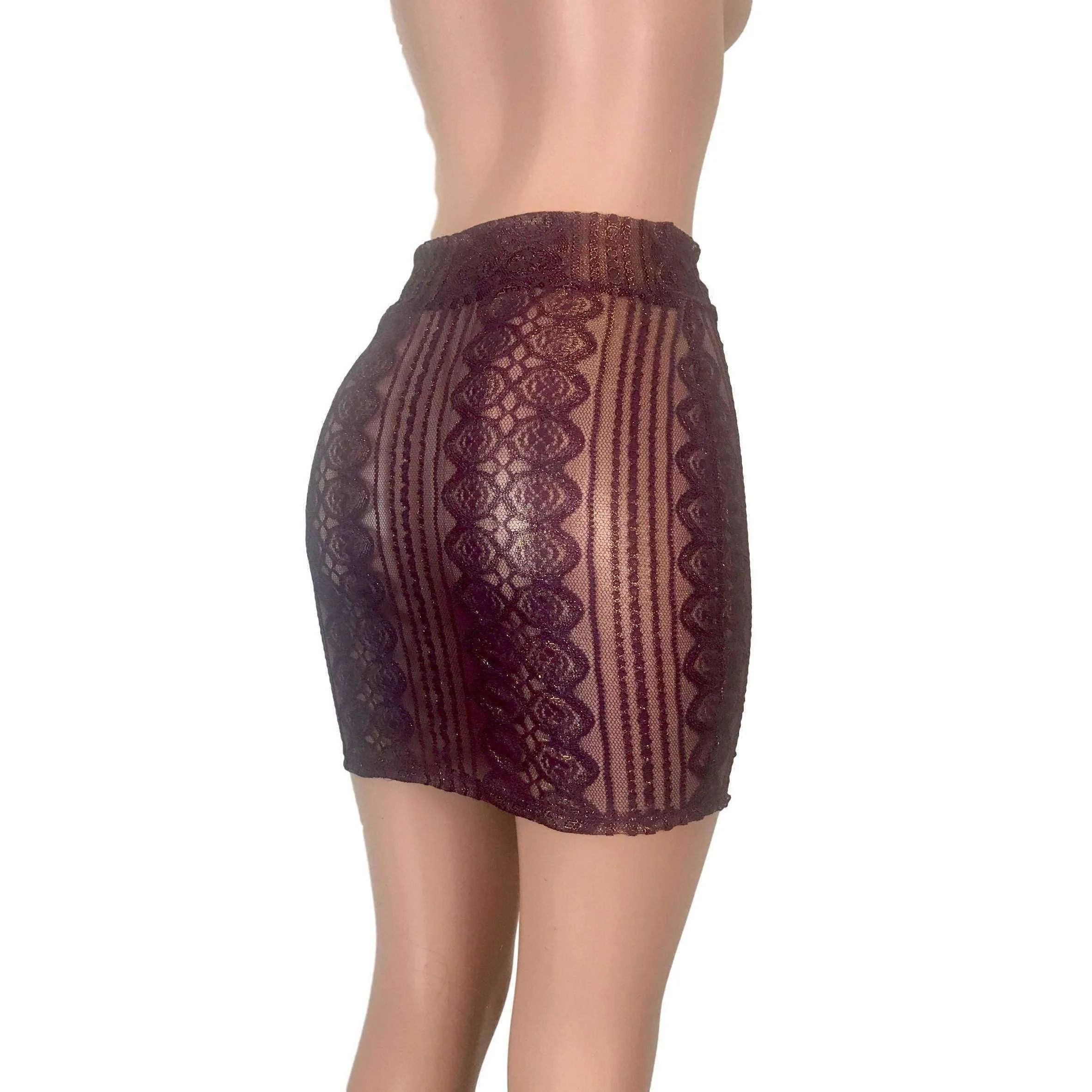 Pencil Skirt - Purple Metallic Lace