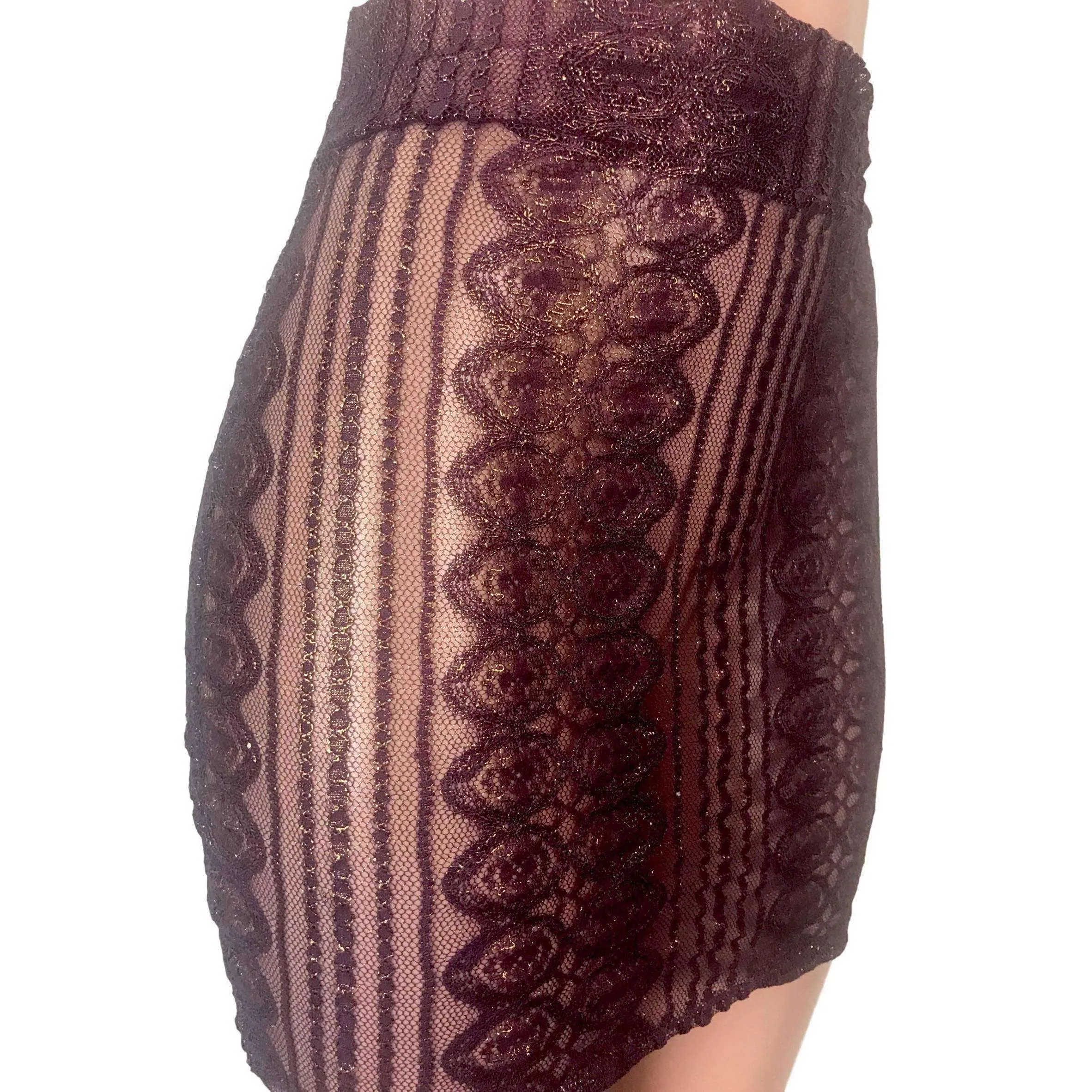 Pencil Skirt - Purple Metallic Lace