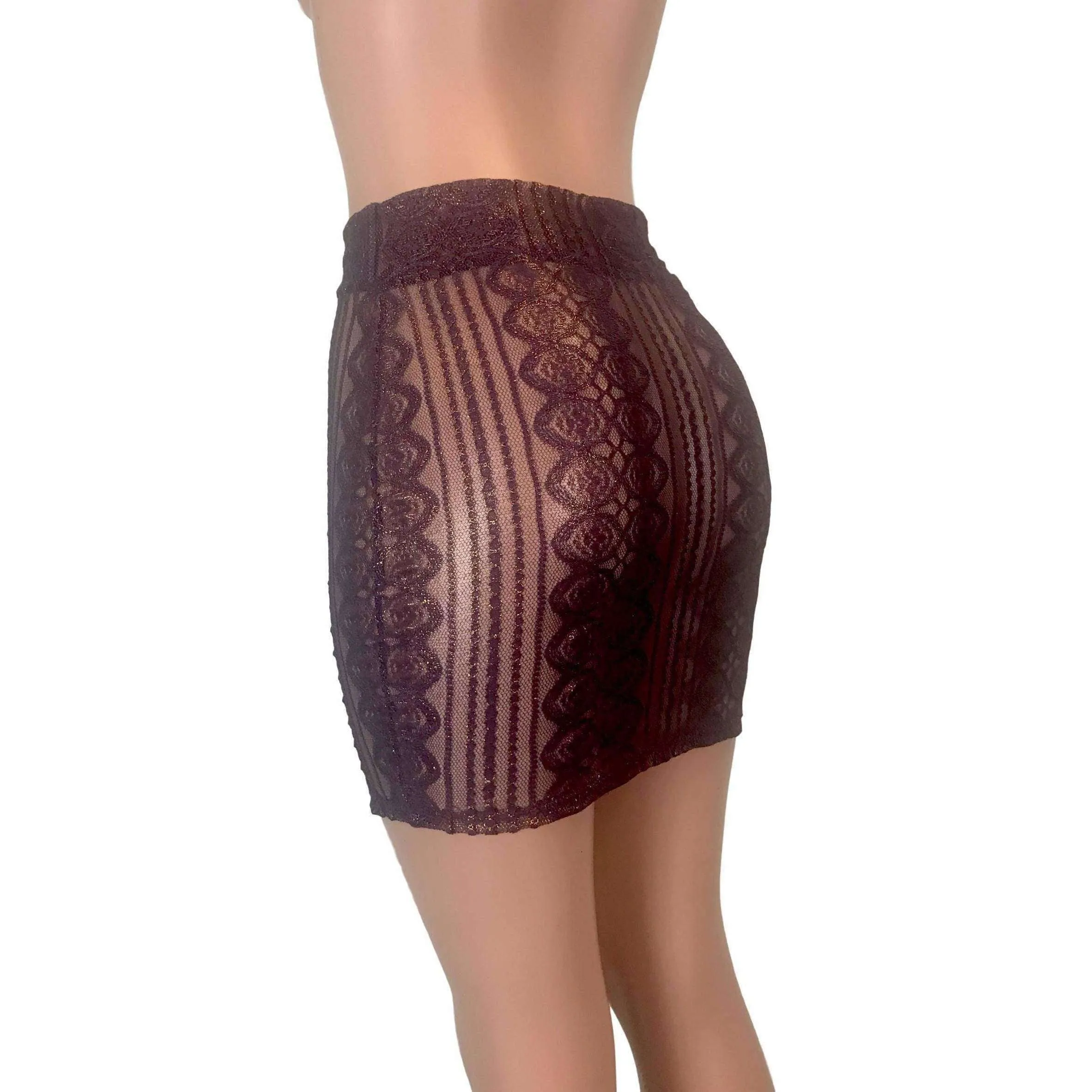 Pencil Skirt - Purple Metallic Lace