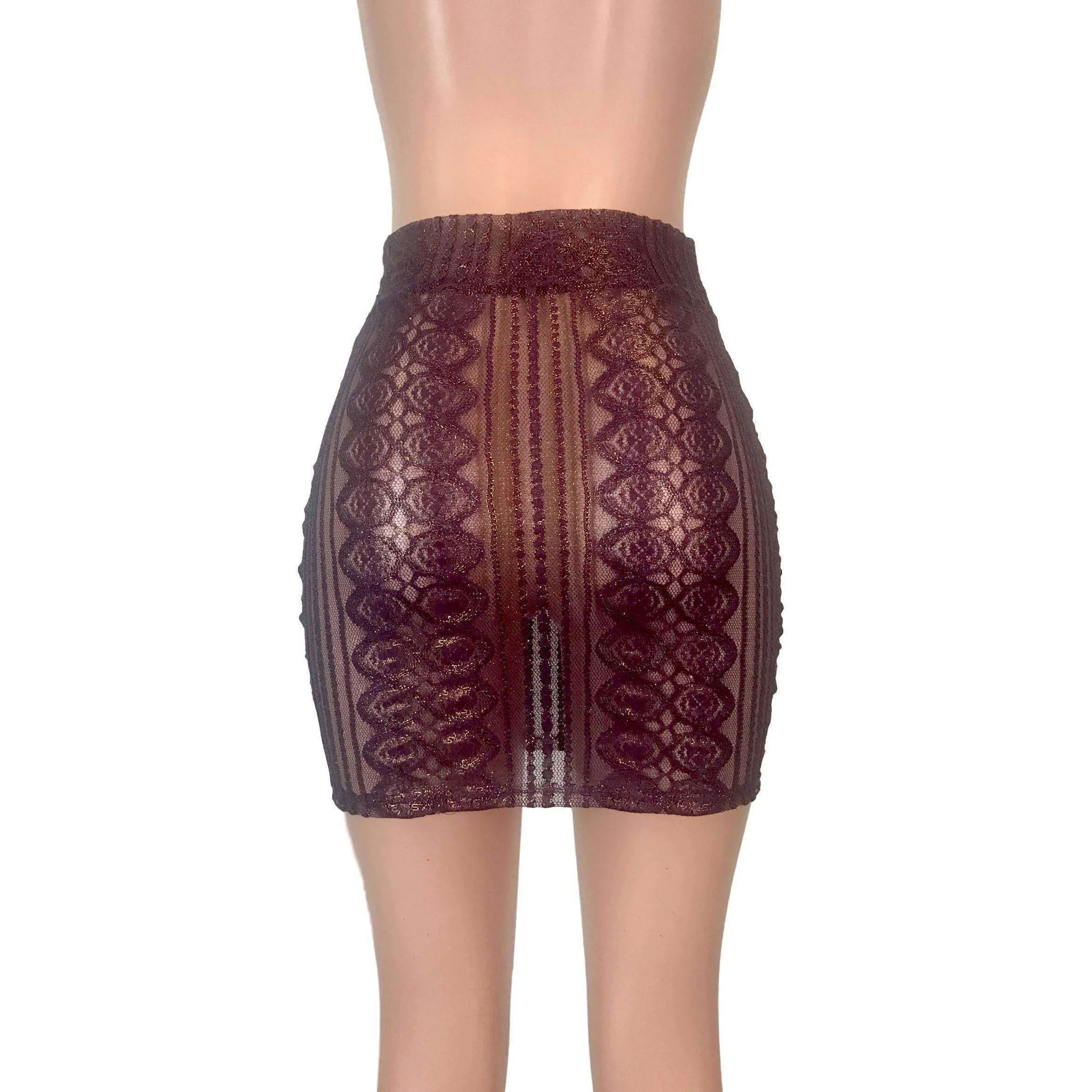 Pencil Skirt - Purple Metallic Lace