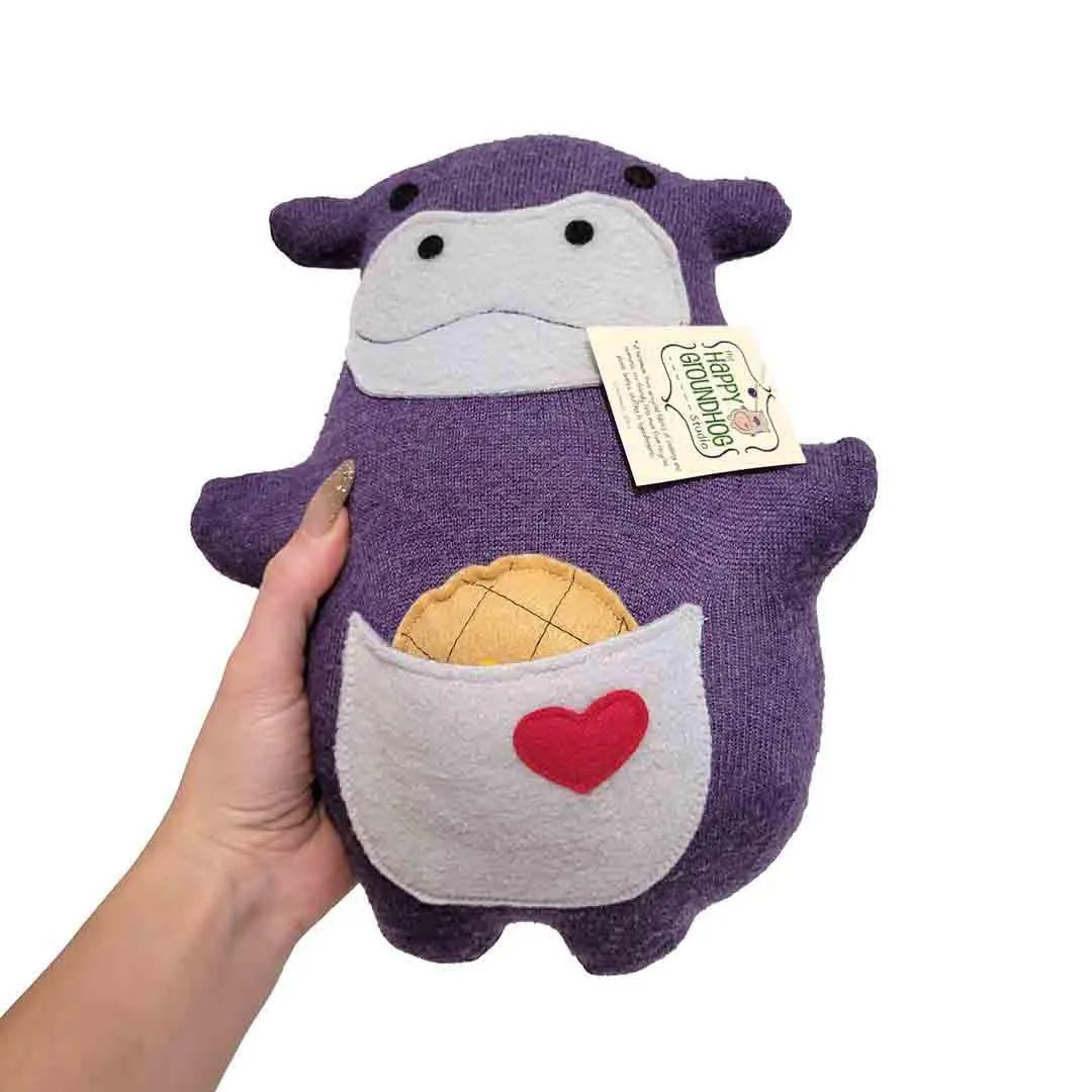 Plush - Hippo with Waffle Treat by Happy Groundhog Studio