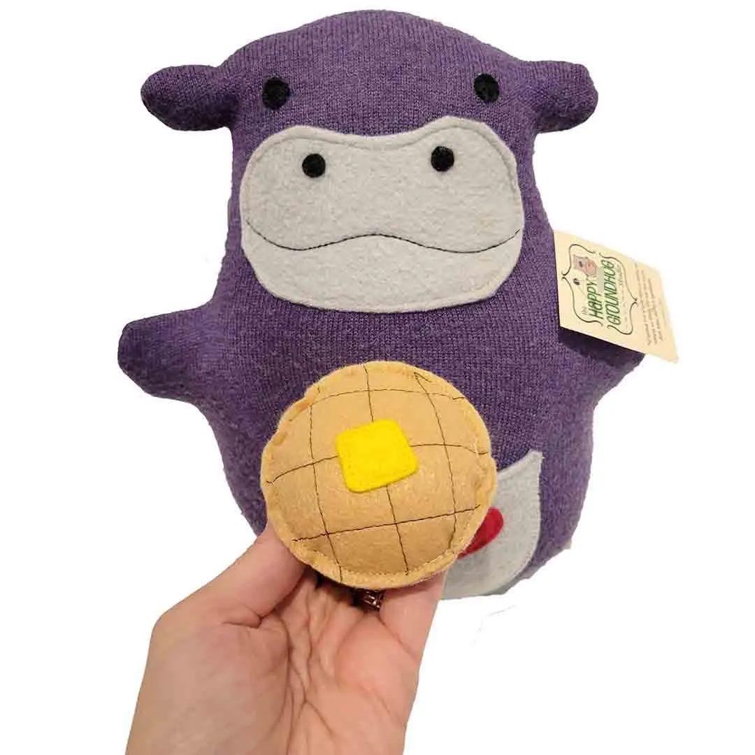 Plush - Hippo with Waffle Treat by Happy Groundhog Studio