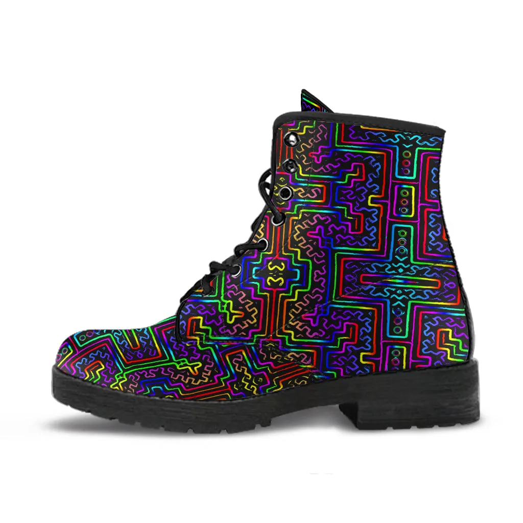 Prismatic Overlay Leather Boots