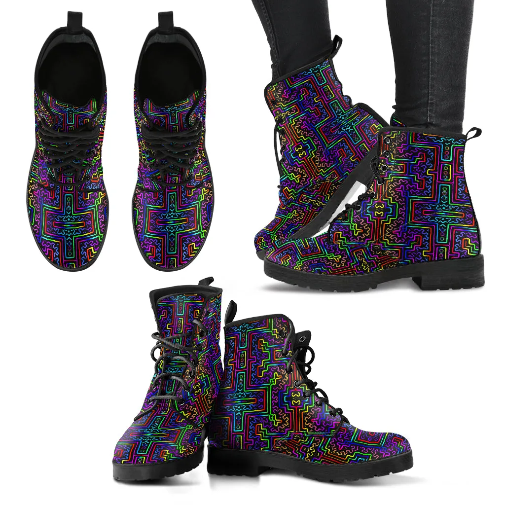 Prismatic Overlay Leather Boots