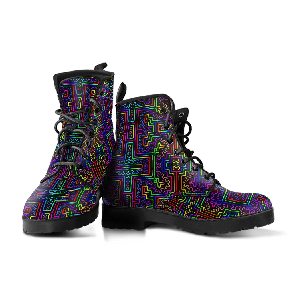 Prismatic Overlay Leather Boots