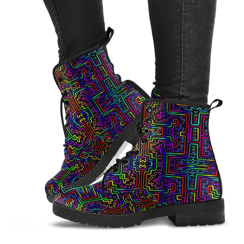 Prismatic Overlay Leather Boots