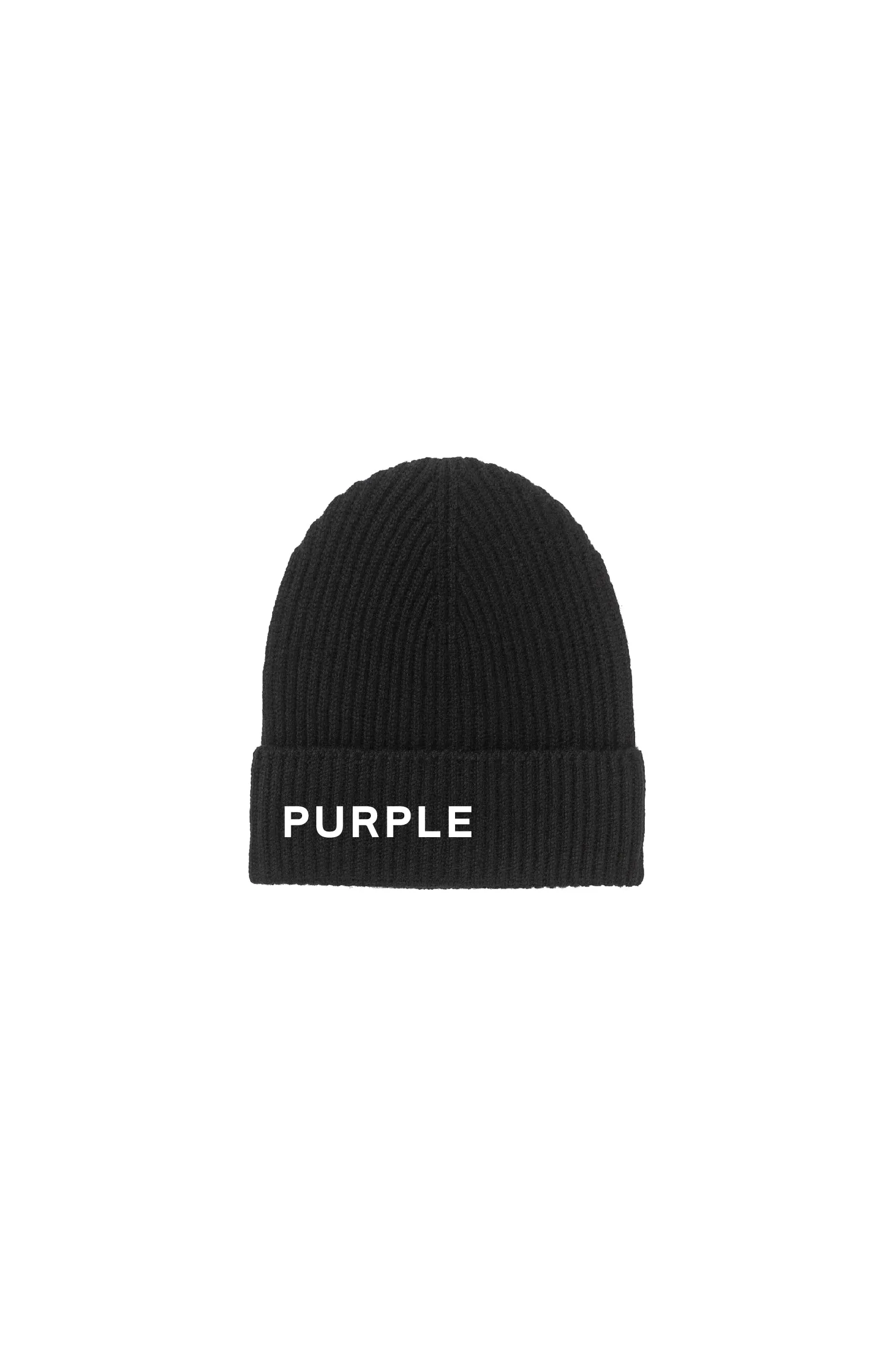 Purple Brand Acrylic Cuffed Beanie-BLACK