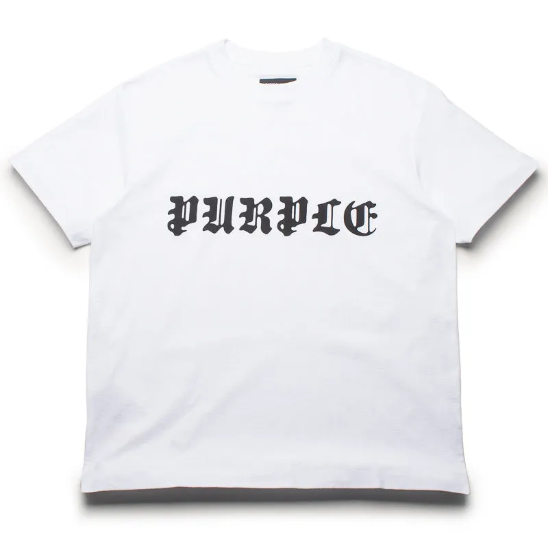 Purple Brand Gothic Wordmark Tee - White