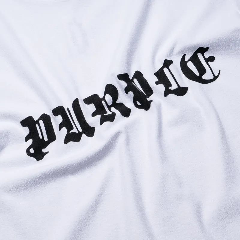 Purple Brand Gothic Wordmark Tee - White