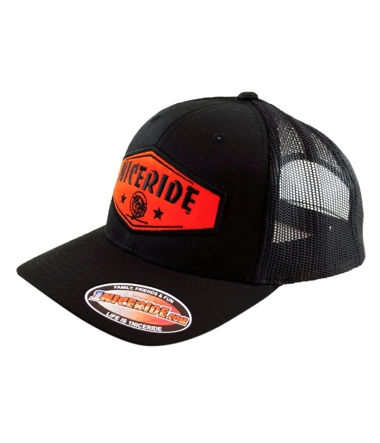 "Chevron - Orange" Black Retro Trucker Hat