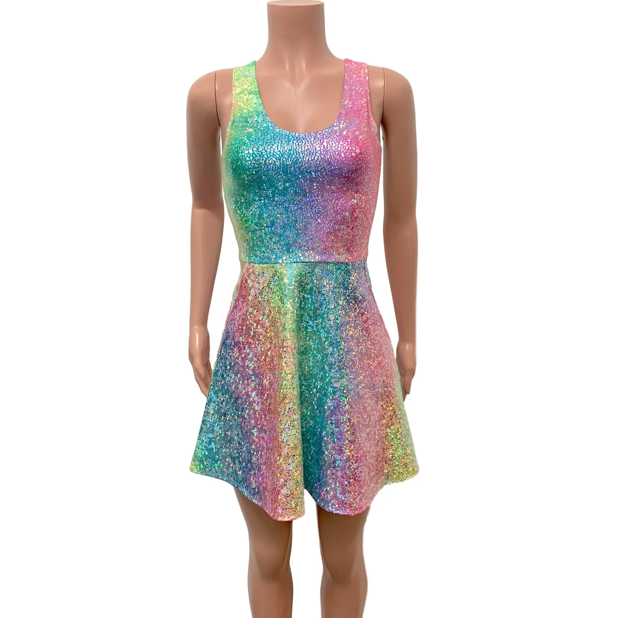 Rainbow Avatar Holo A-line Mini Dress w/Pockets