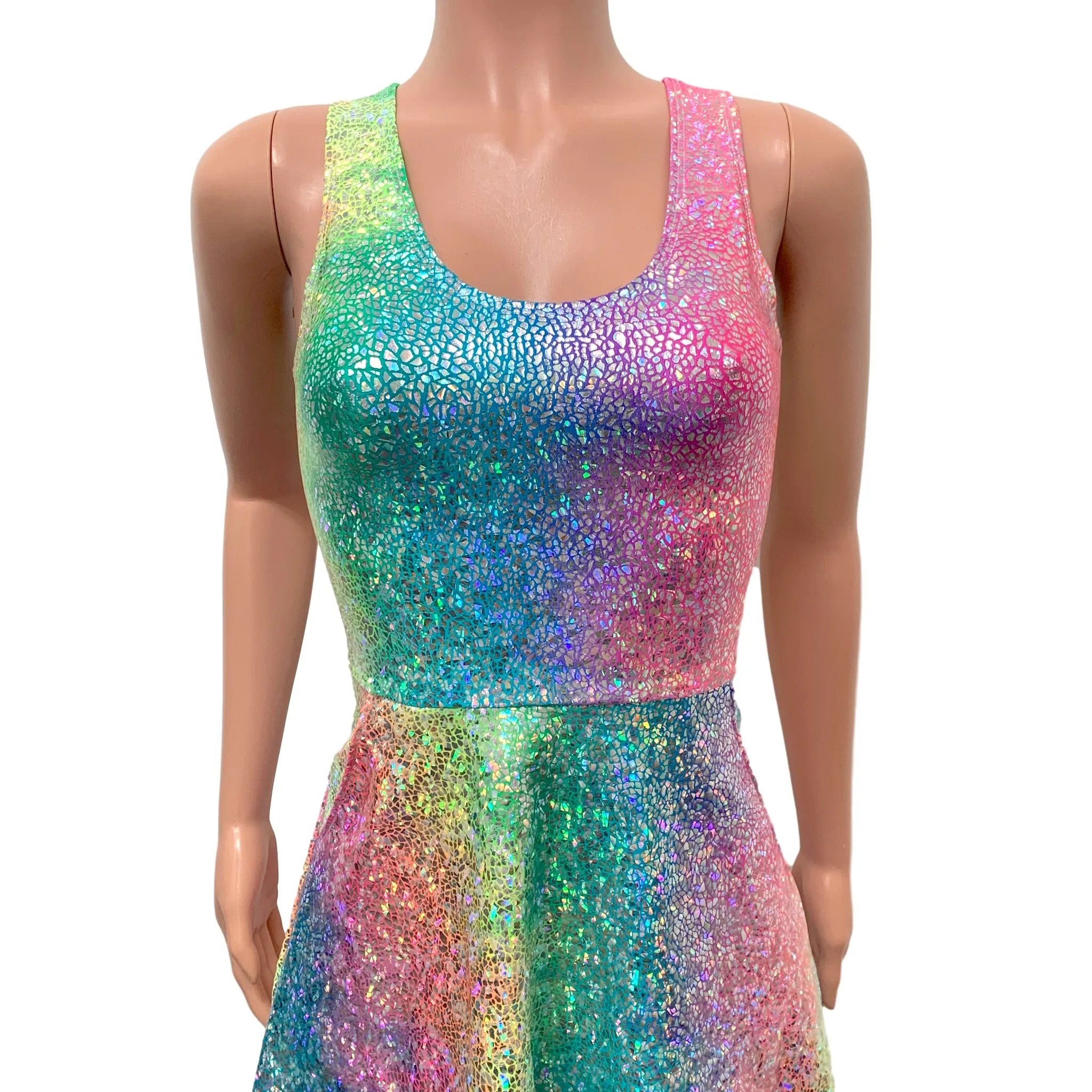 Rainbow Avatar Holo A-line Mini Dress w/Pockets