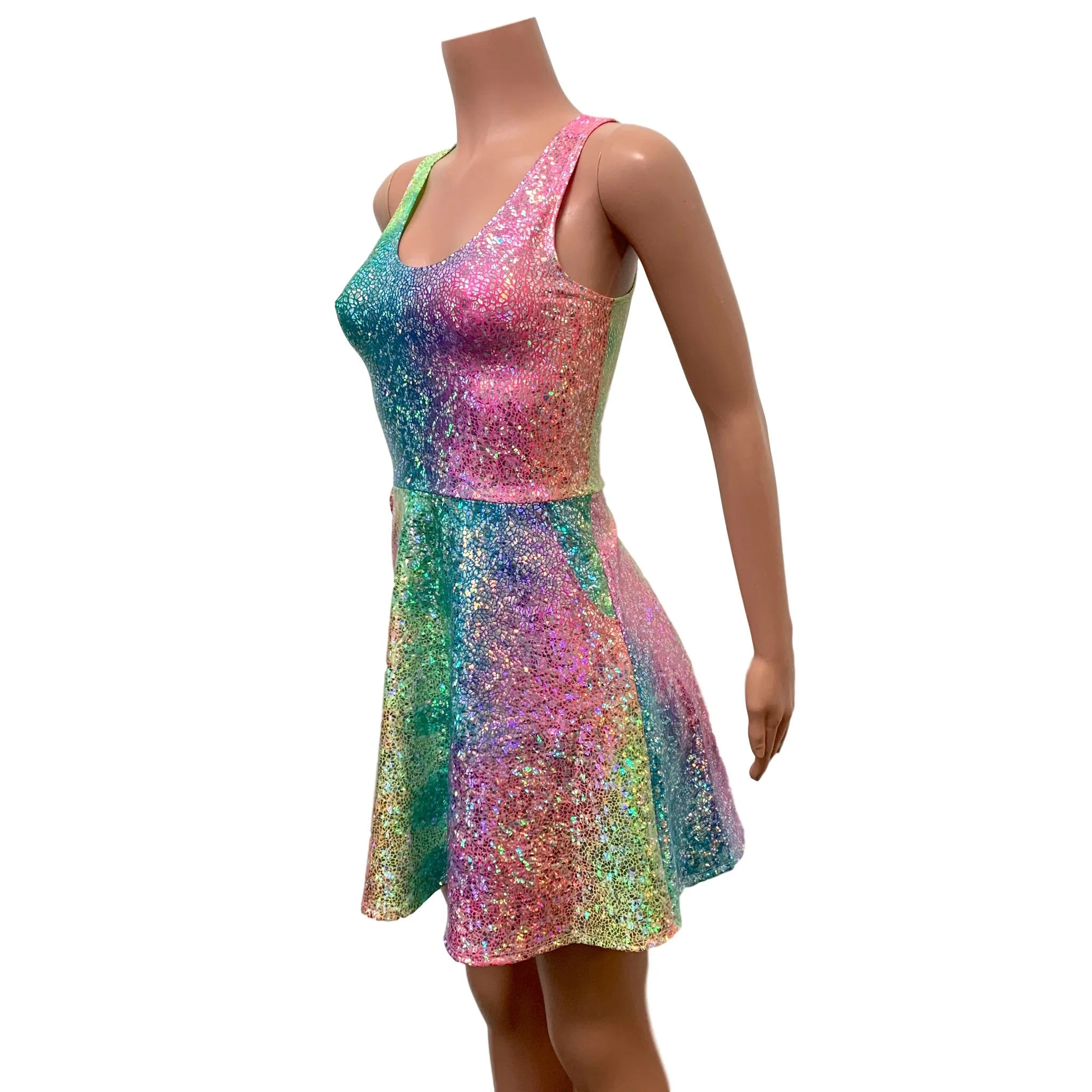 Rainbow Avatar Holo A-line Mini Dress w/Pockets