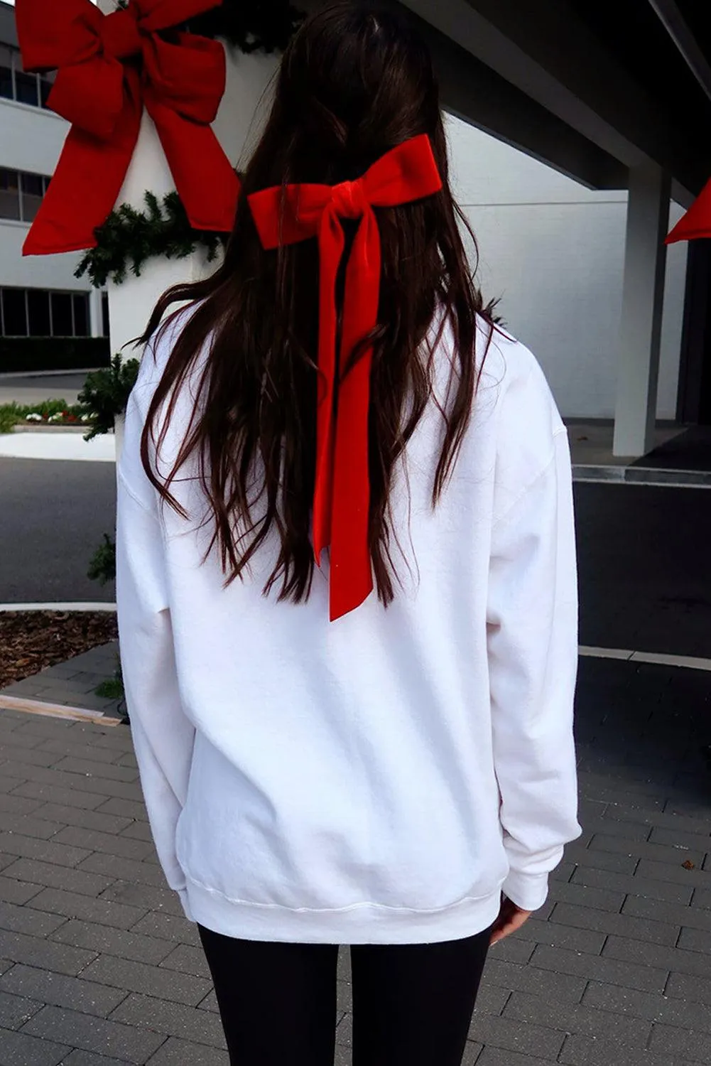 Red Bows Embroidery Sweatshirt