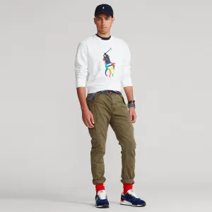 RL - Men 'White' Big Pony Multi color Fleece Crewneck Sweatshirt PL729