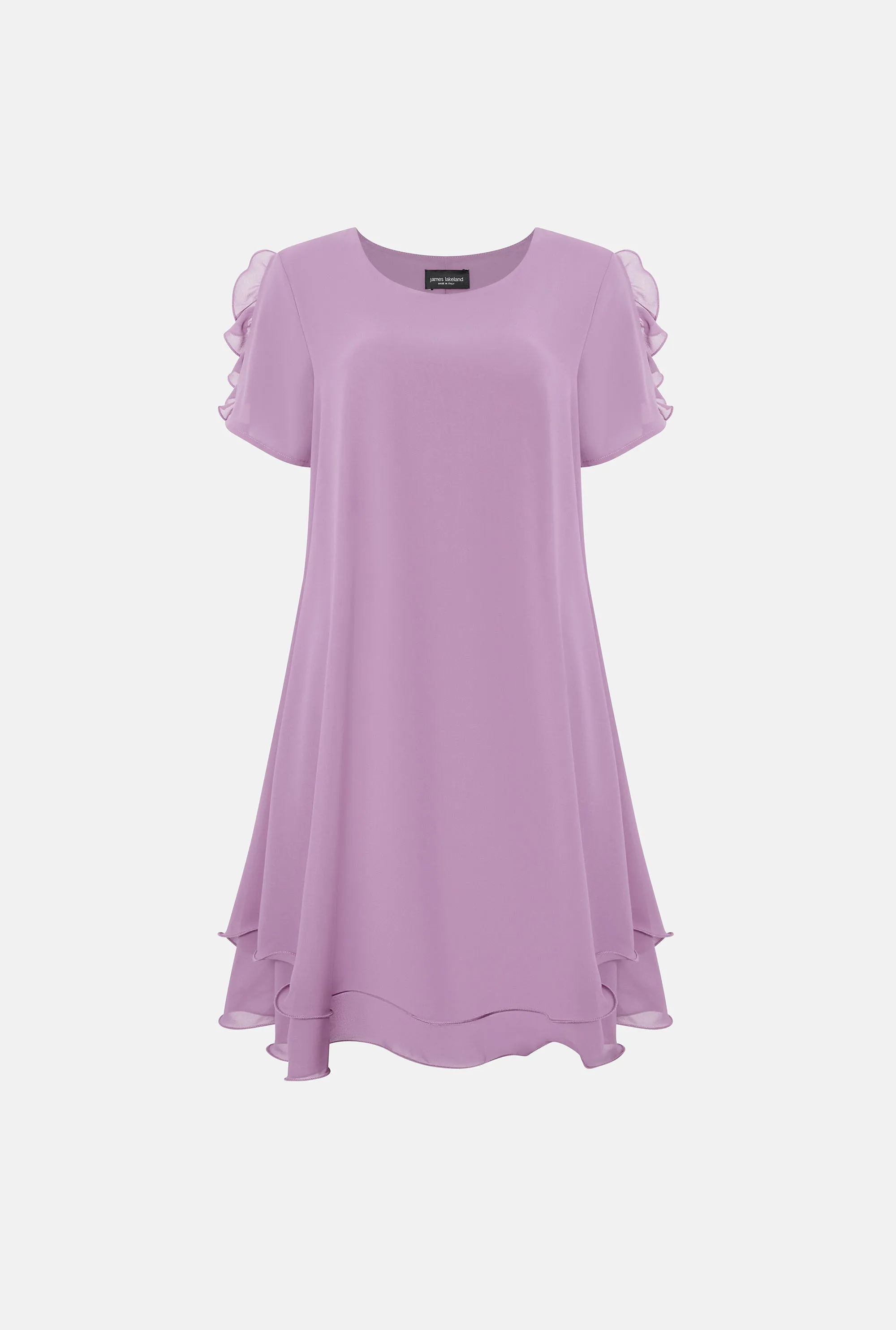 Short Sleeve Wave Hem Dress Lilac